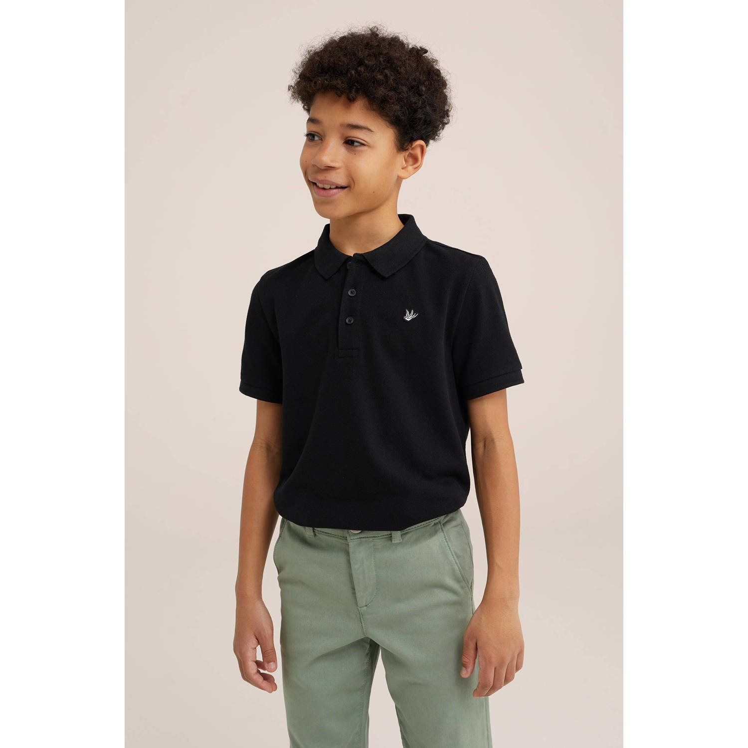 WE Fashion polo zwart Jongens Katoen Polokraag Effen 110 116