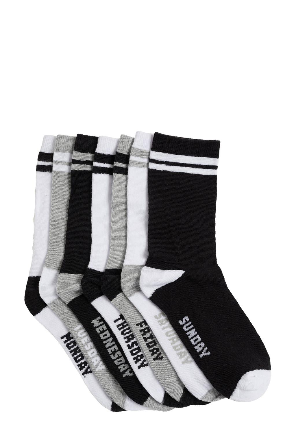 WE Fashion sokken - zwart/wit/grijs (set van 7)