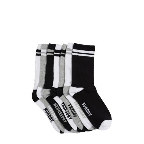WE Fashion sokken - set van 7 zwart/wit/grijs afbeelding