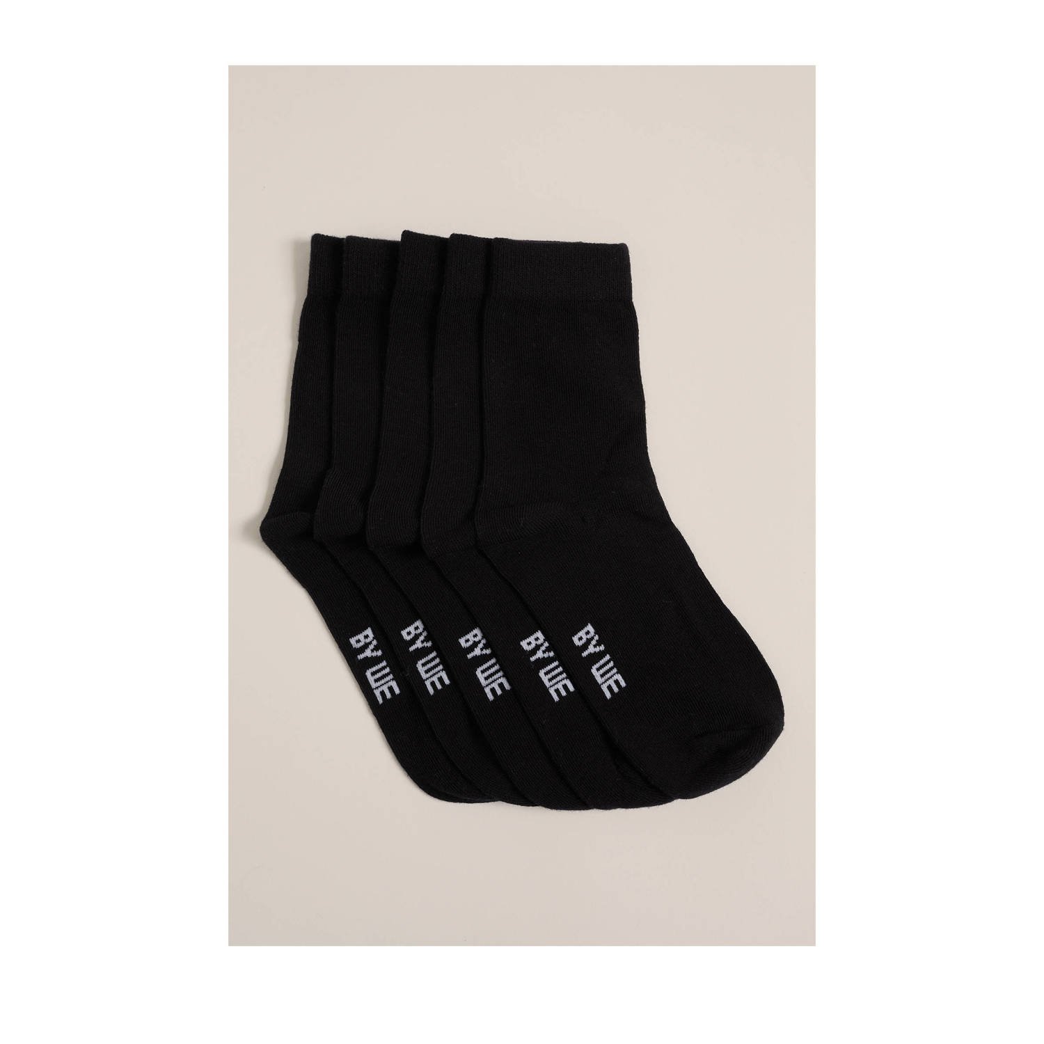 WE Fashion sokken set van 5 zwart Jongens Katoen Effen 27 30