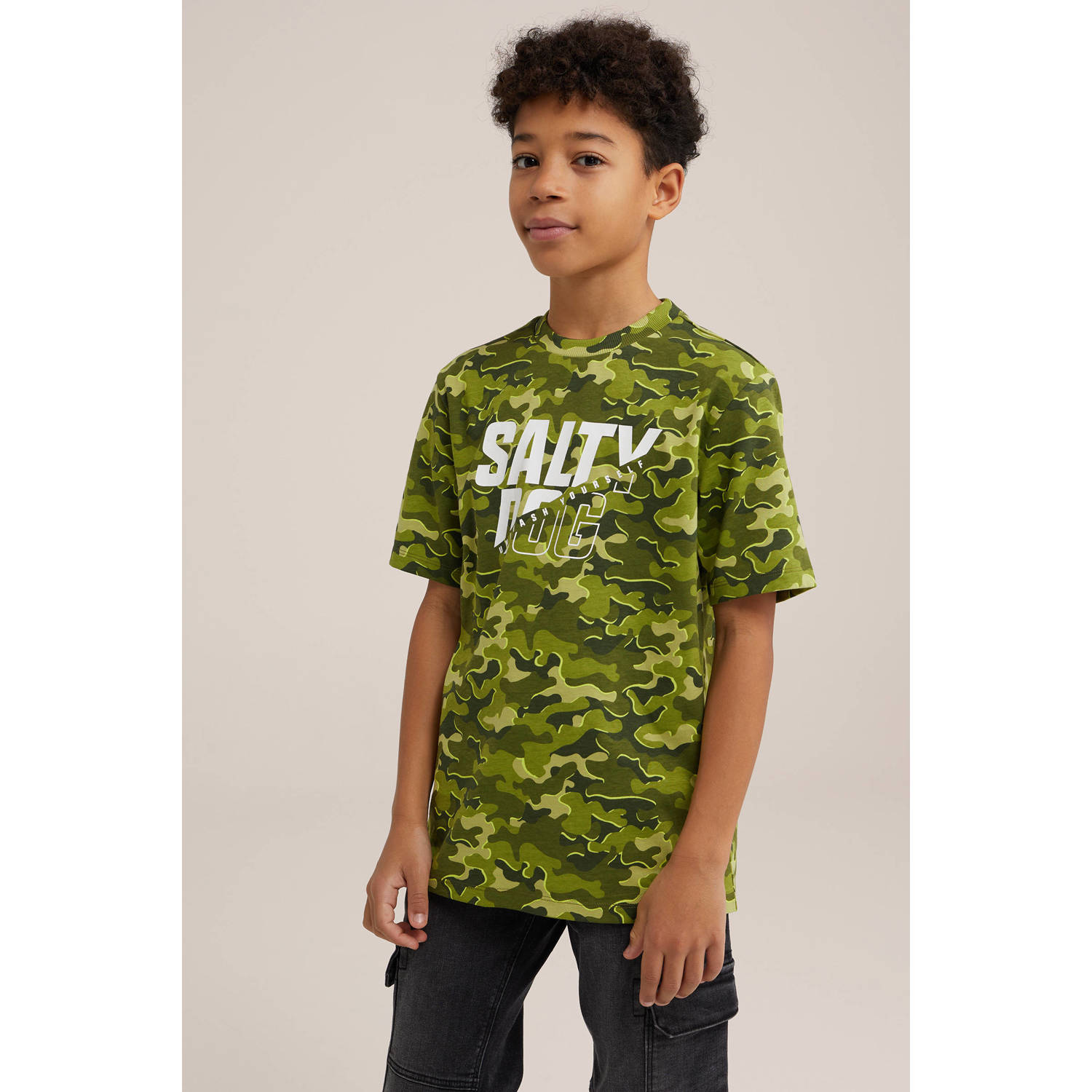 Salty Dog T-shirt met all over print groen