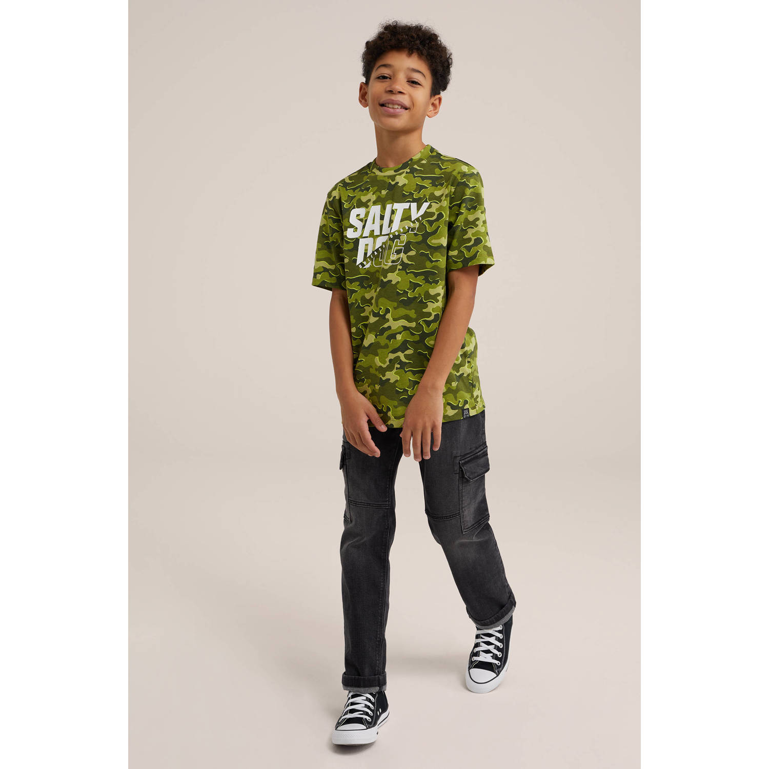 Salty Dog T-shirt met all over print groen