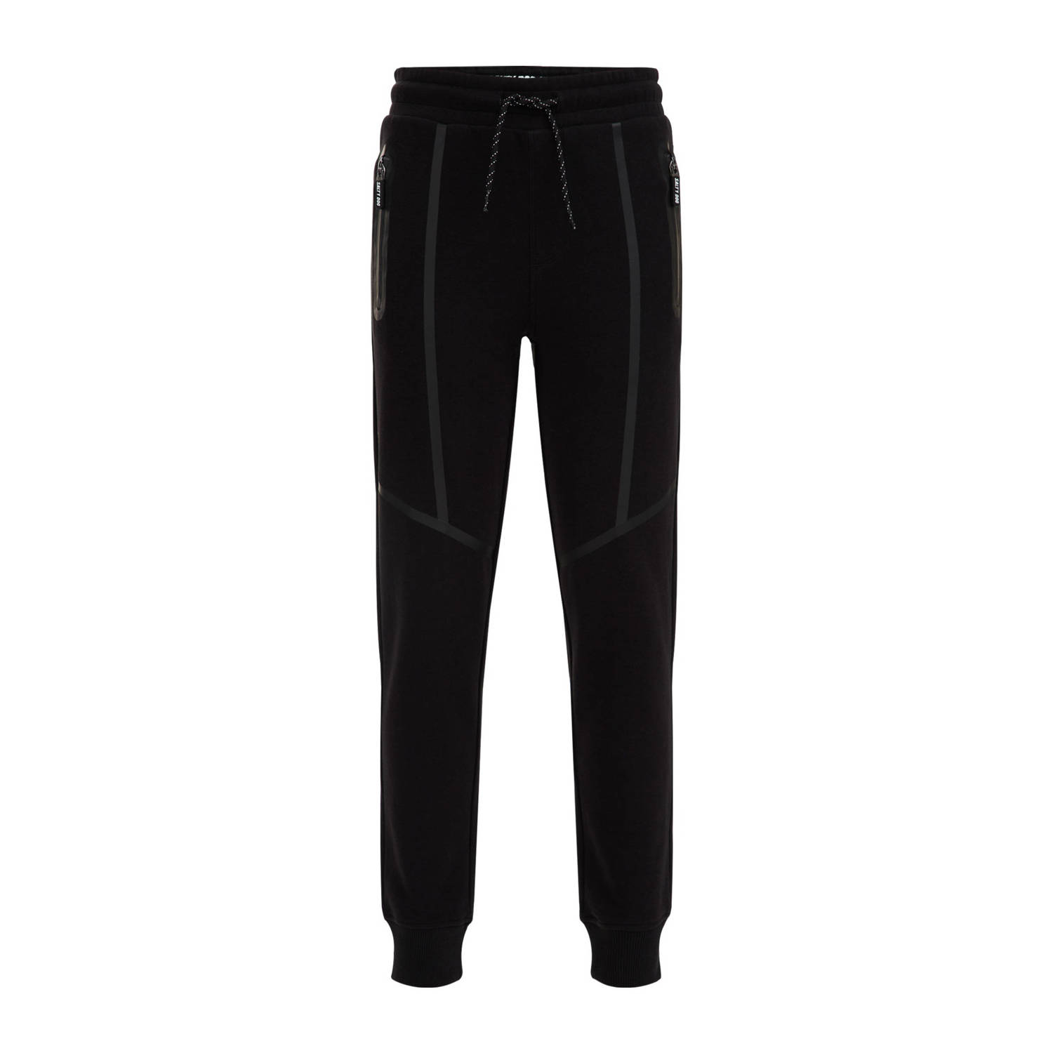 WE Fashion regular fit joggingbroek zwart Jongens Katoen Effen 116