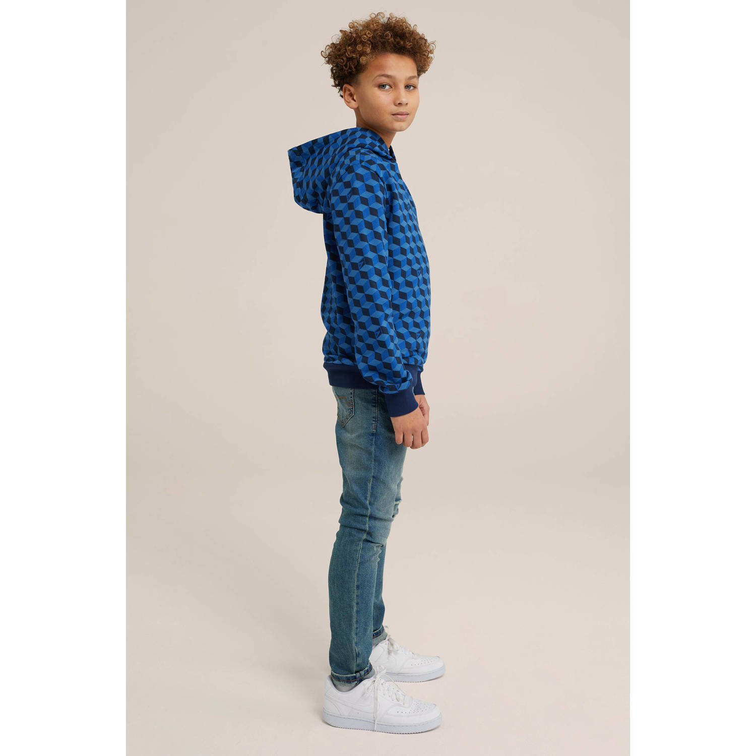 WE Fashion sweater met all over print blauw