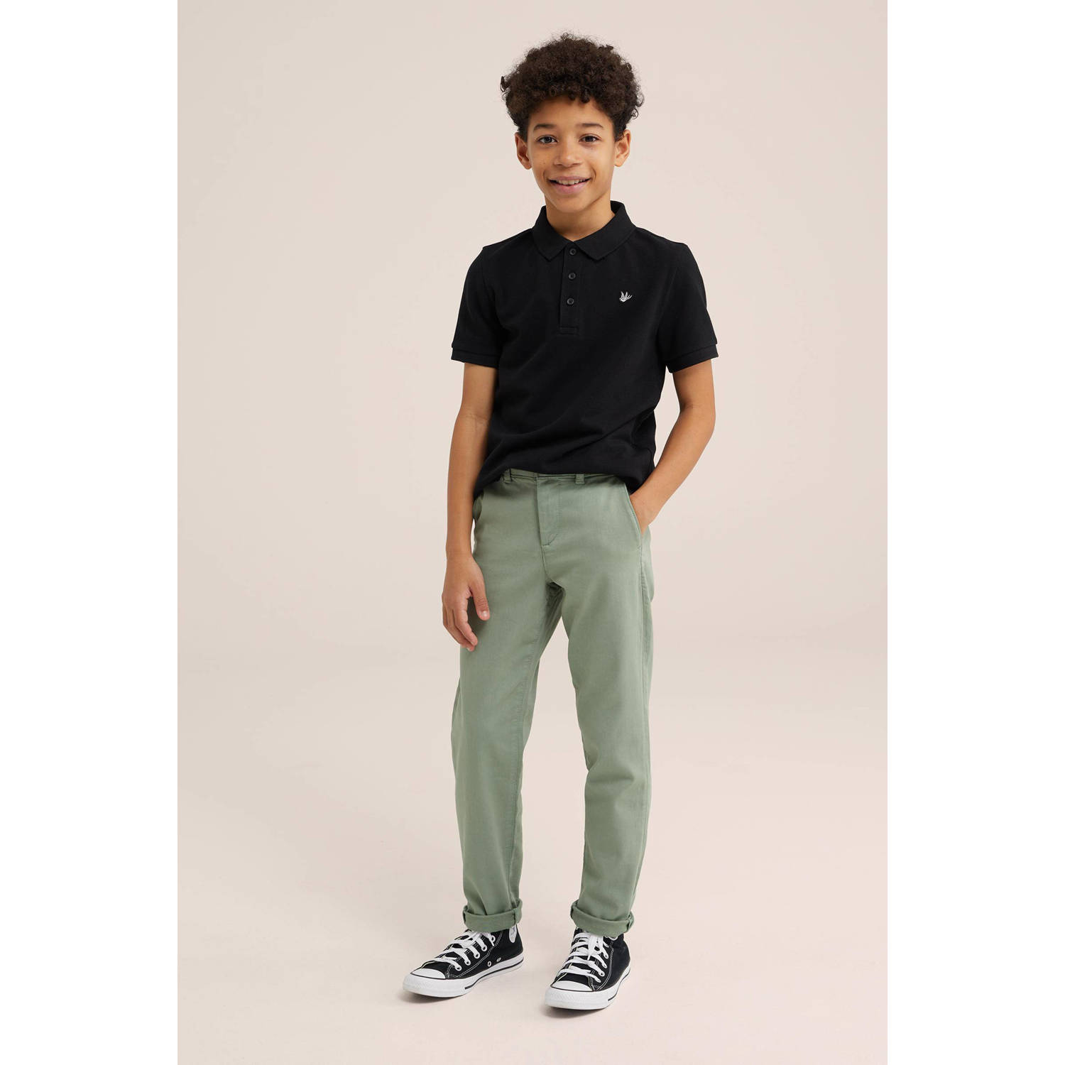 WE Fashion slim fit broek groen
