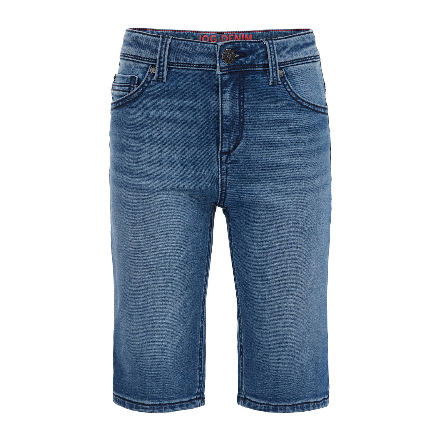 WE Fashion slim fit denim short dark blue denim