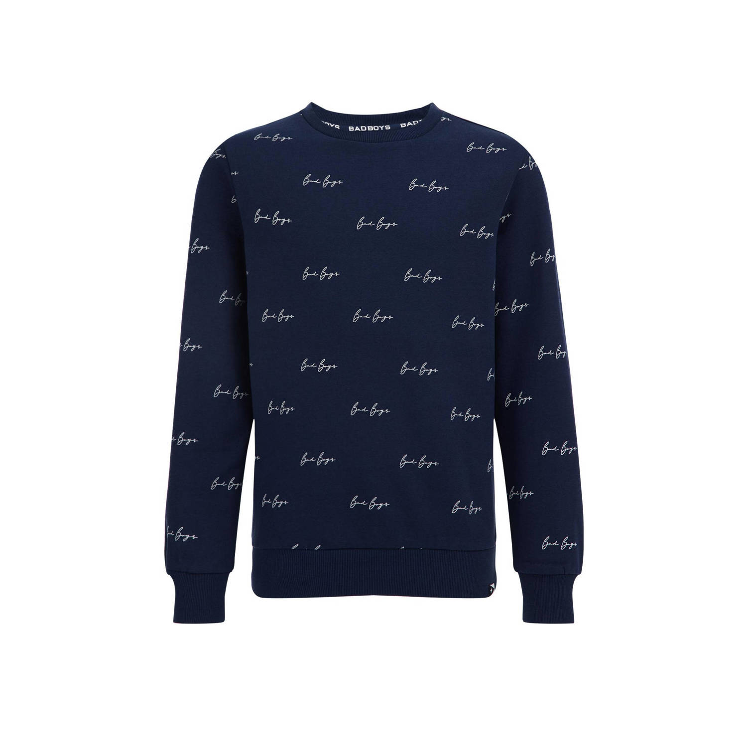 WE Fashion sweater met all over print donkerblauw