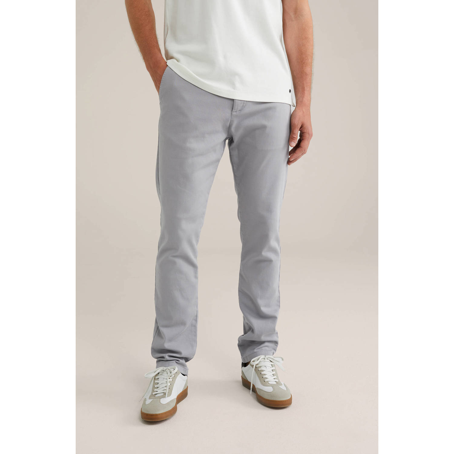 WE Fashion WE Fundamentals slim chino lichtgrijs