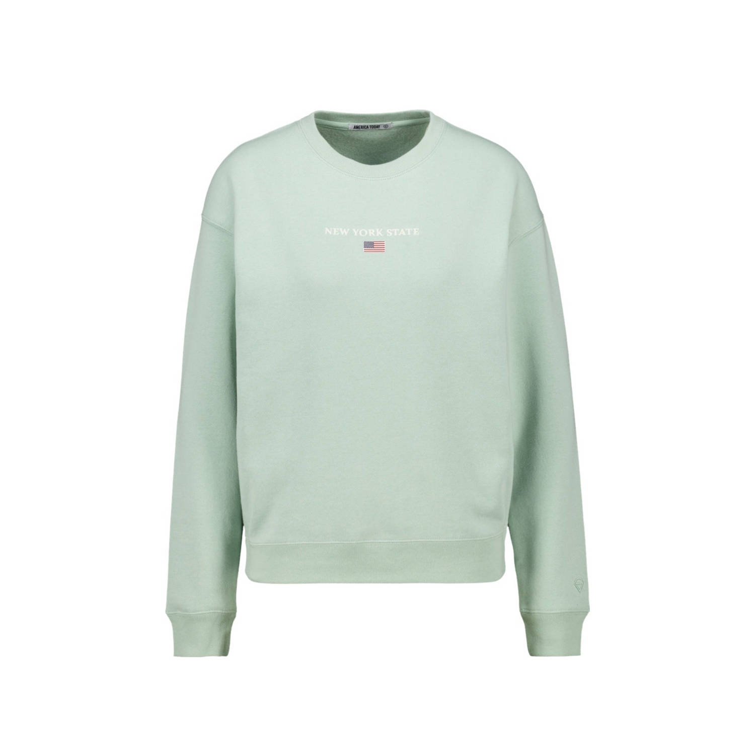 America Today sweater Suzana met tekst mintgroen