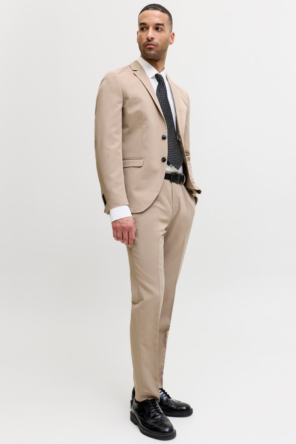 JACK & JONES ESSENTIALS super slim kostuum JPRFRANCO beige