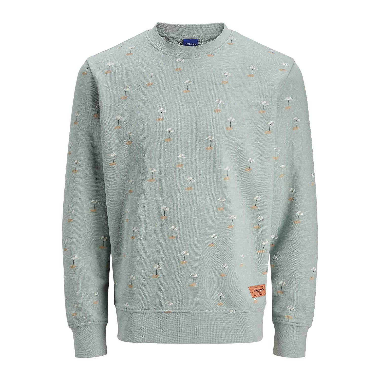 JACK & JONES ORIGINALS regular fit sweater met all over print grijsblauw