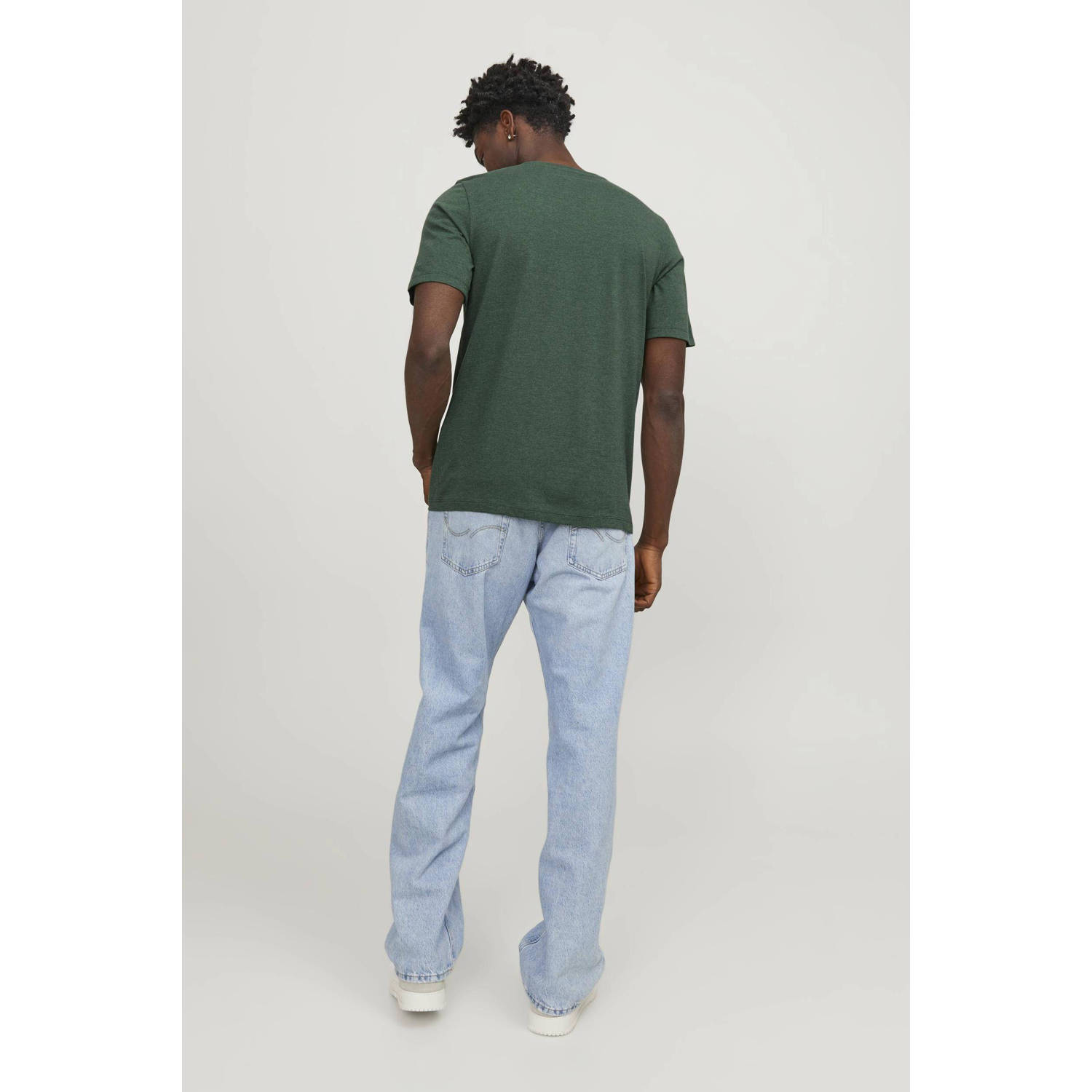 JACK & JONES ESSENTIALS regular fit T-shirt JJELOGO met printopdruk groen