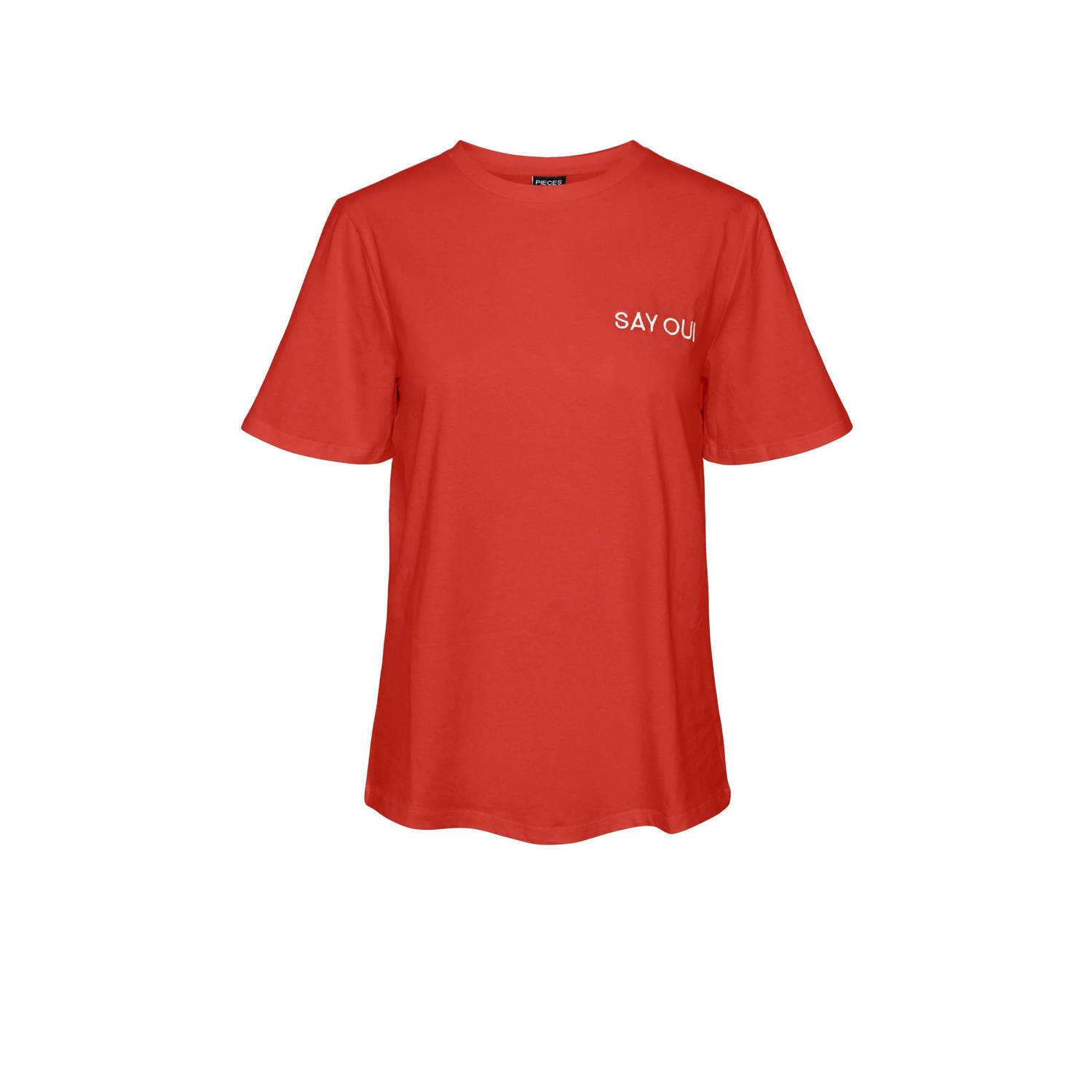 PIECES T-shirt PCMANDA met printopdruk rood