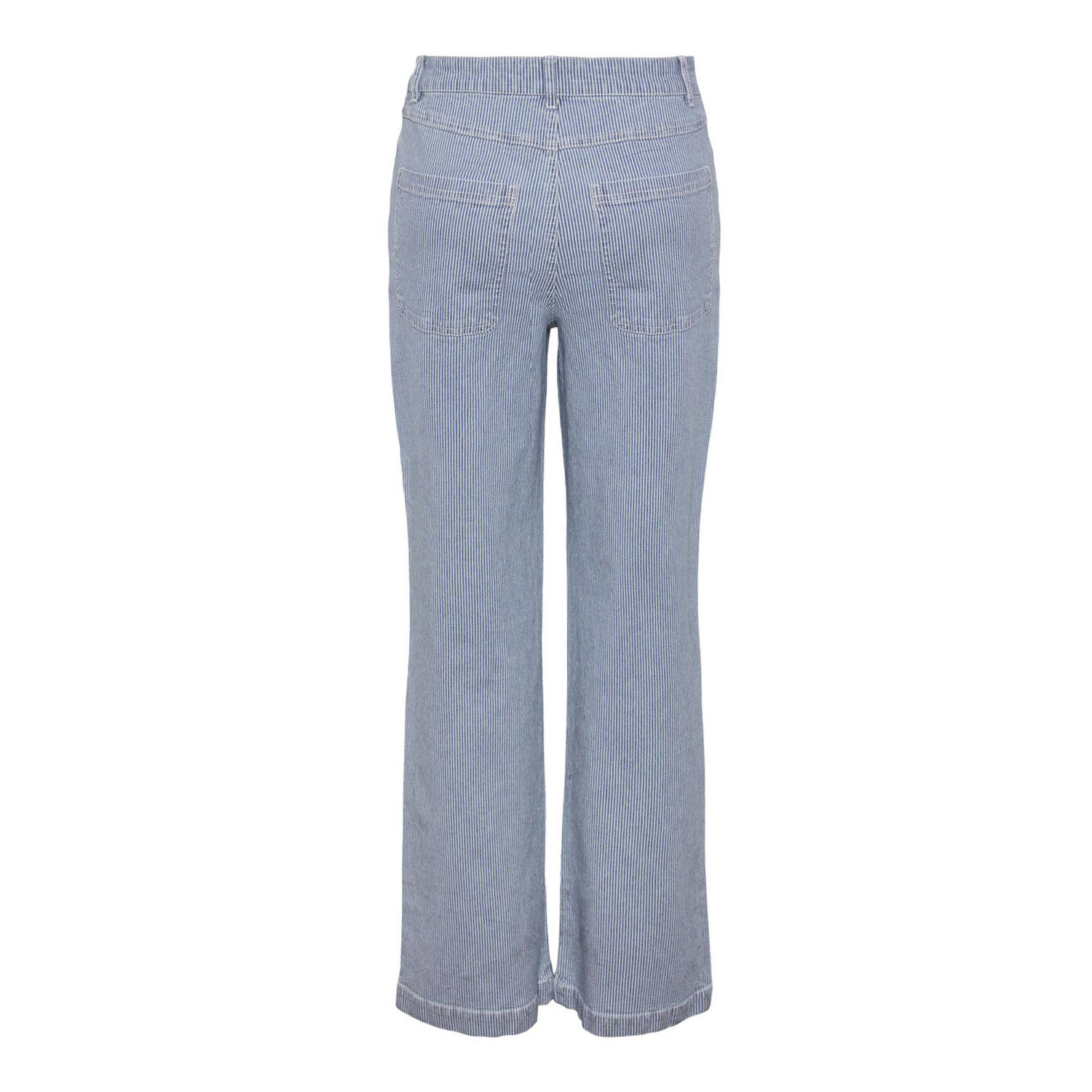 PIECES gestreepte high waist straight jeans PCBILLO lichtblauw wit