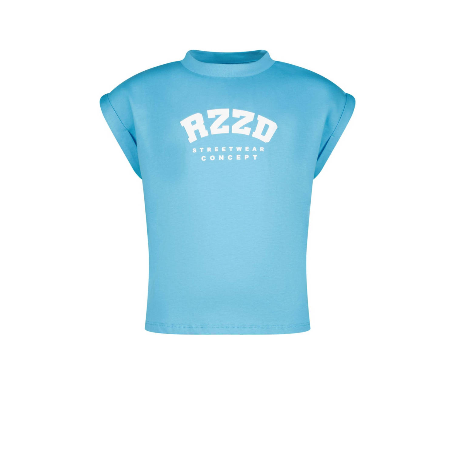 Raizzed T-shirt Merena met logo helderblauw Meisjes Katoen Ronde hals Logo 140
