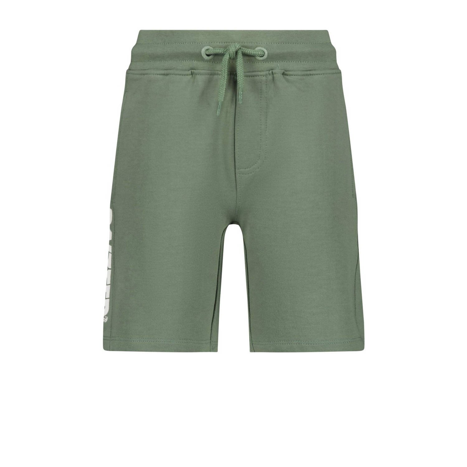 Raizzed sweatshort Djordy met logo olijfgroen