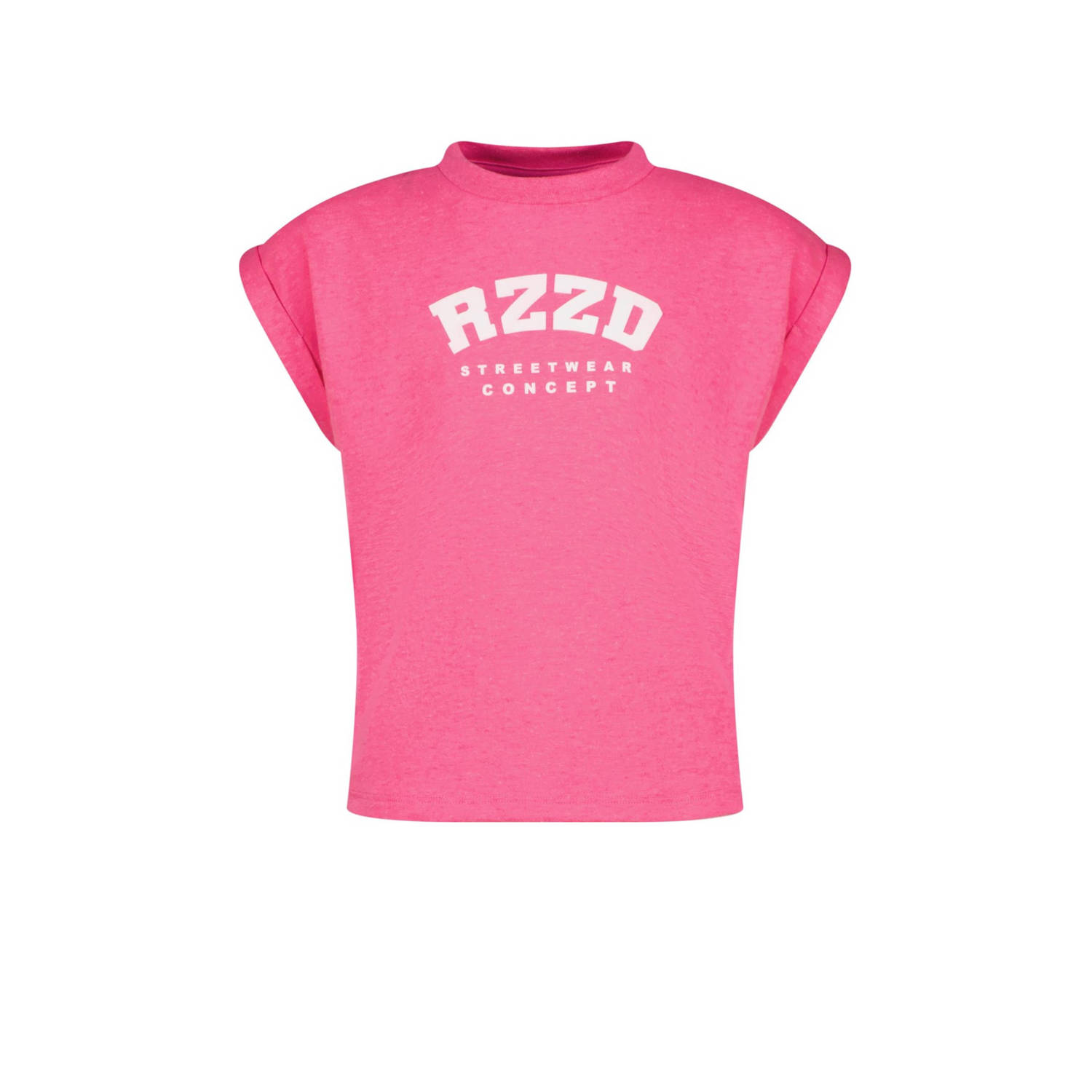 Raizzed T-shirt Merena met logo fuchsia Roze Meisjes Katoen Ronde hals 140