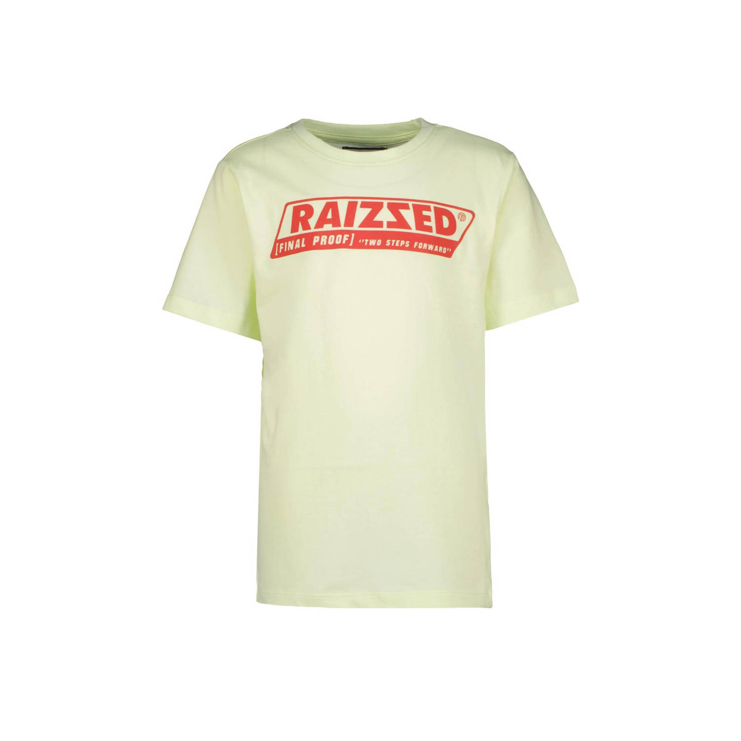 Raizzed T-shirt Hamilton met logo zacht limegroen Jongens Katoen Ronde hals 128