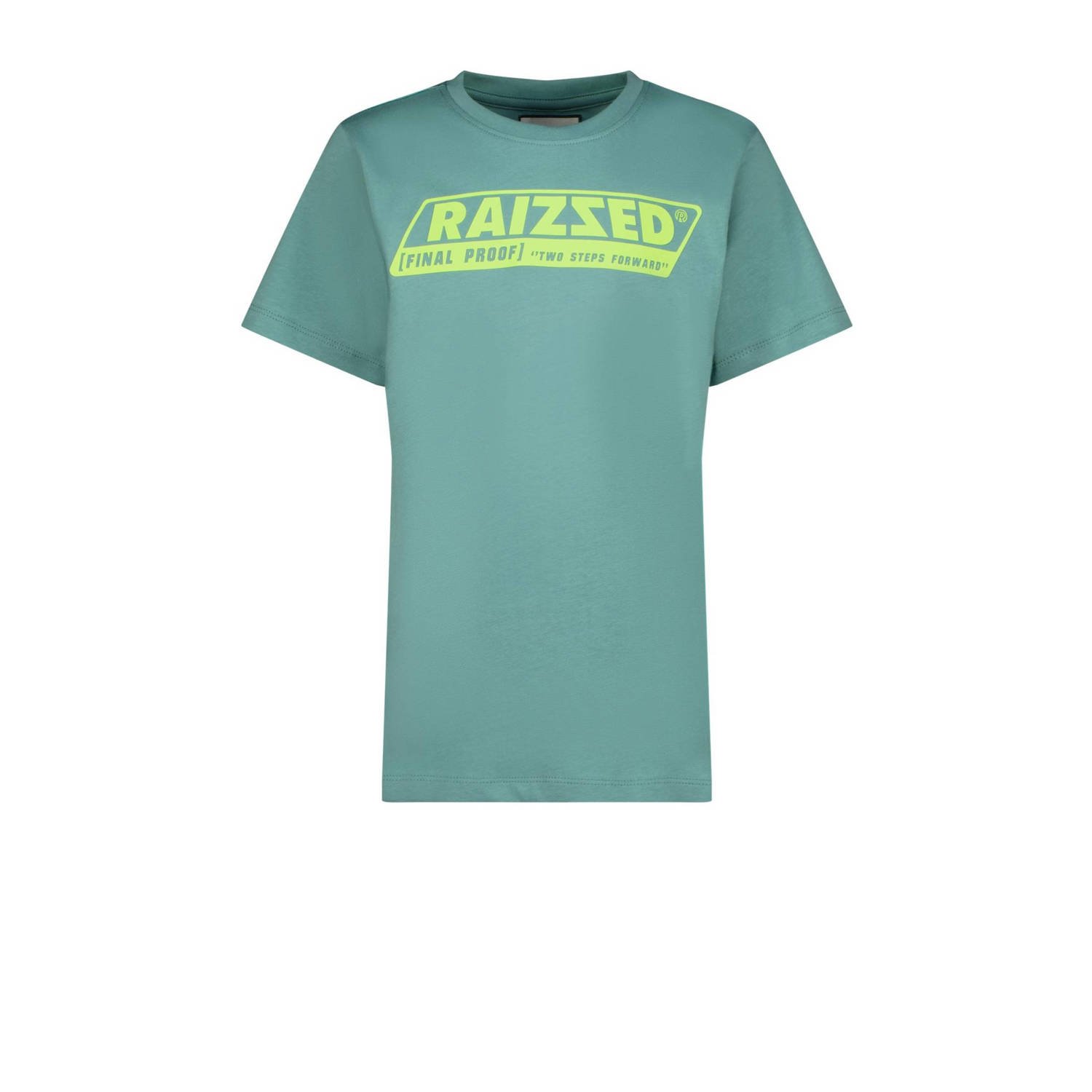 Raizzed T-shirt Hamilton met logo zacht zeegroen Jongens Katoen Ronde hals 128