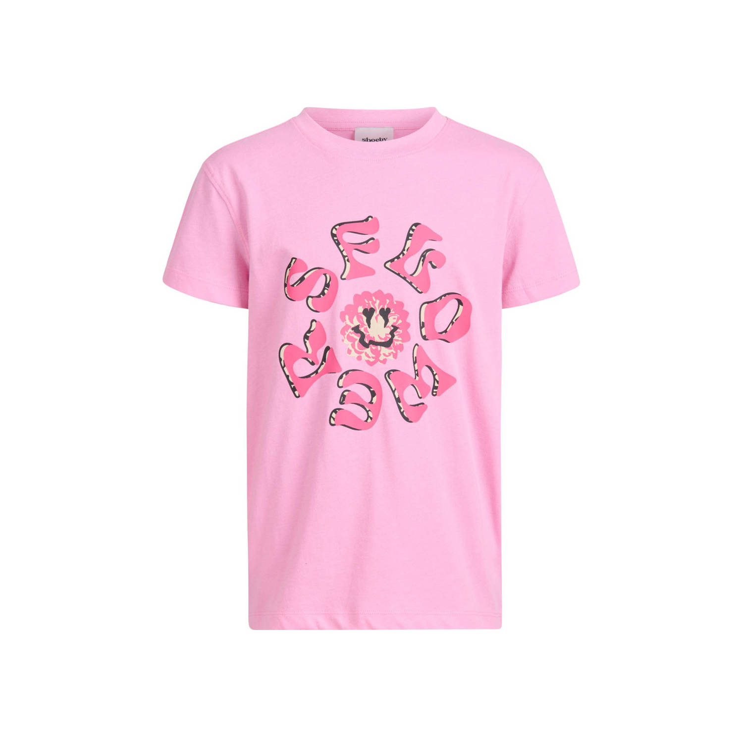 Shoeby T-shirt met printopdruk roze Meisjes Katoen Ronde hals Printopdruk 110 116