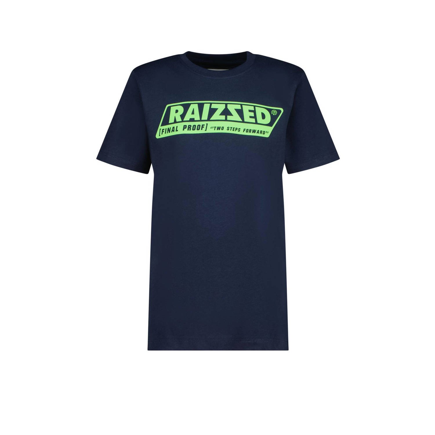 Raizzed T-shirt Hamilton met logo donkerblauw Jongens Katoen Ronde hals 140