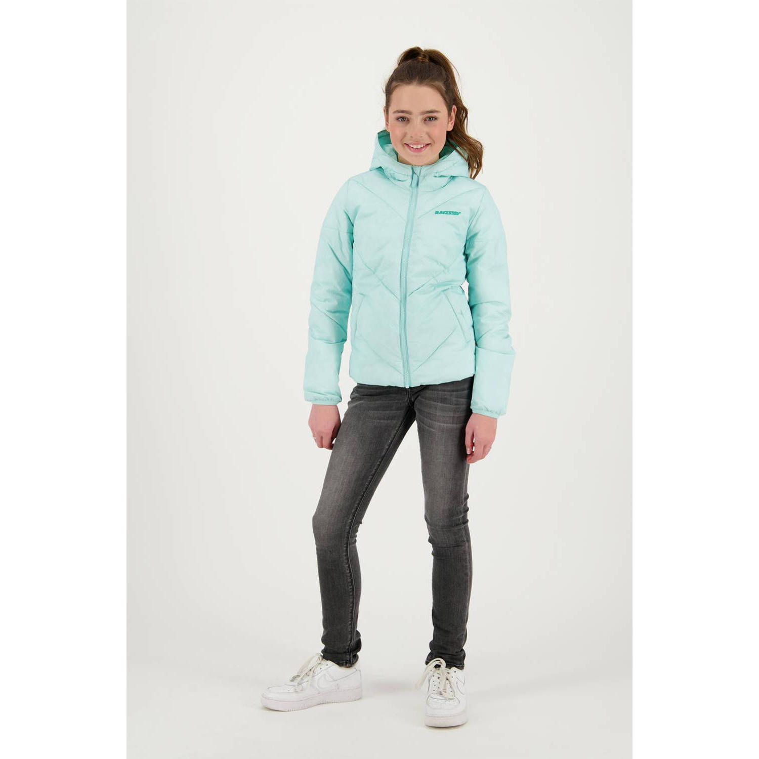 Raizzed gewatteerde tussenjas Layan mintgroen Meisjes Nylon Capuchon Effen 128