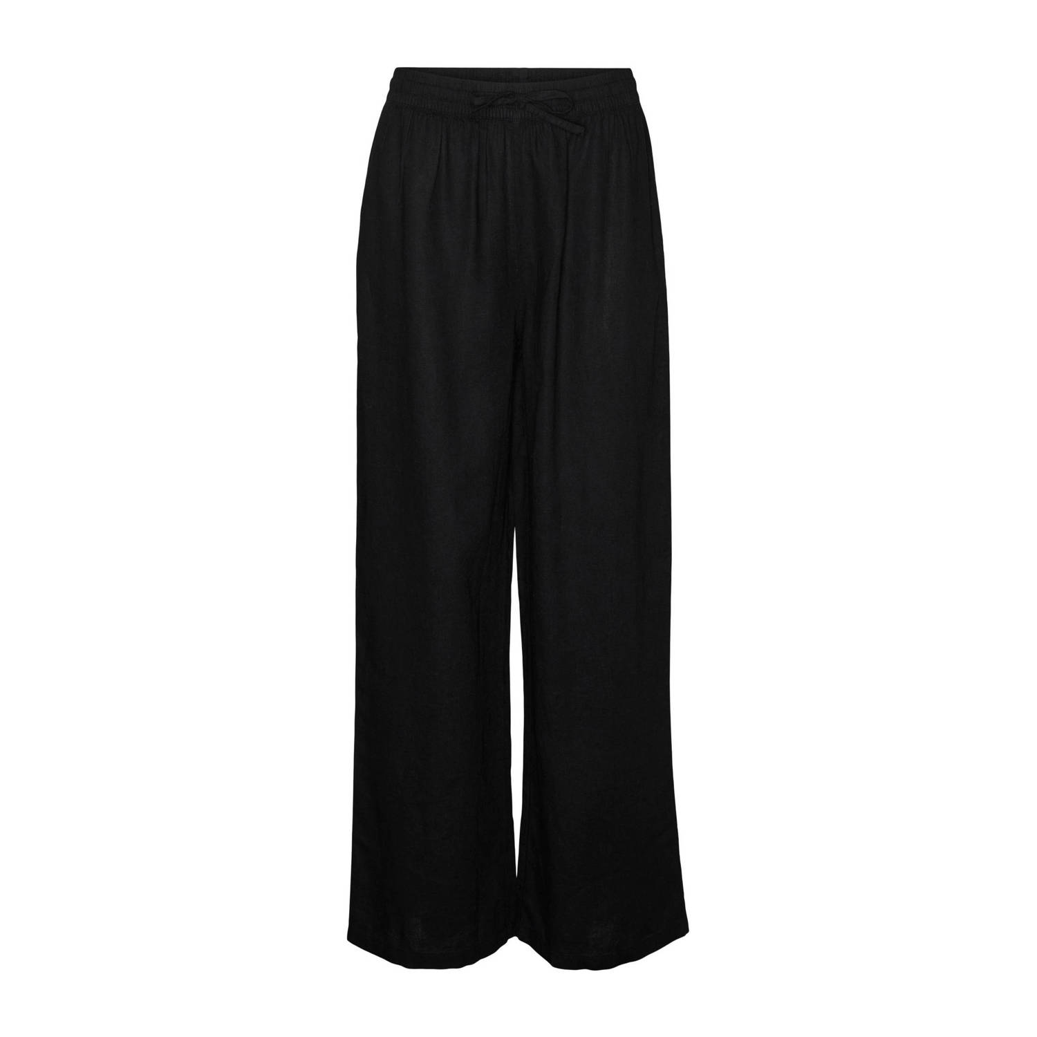 VERO MODA wide leg pantalon VMLINN zwart