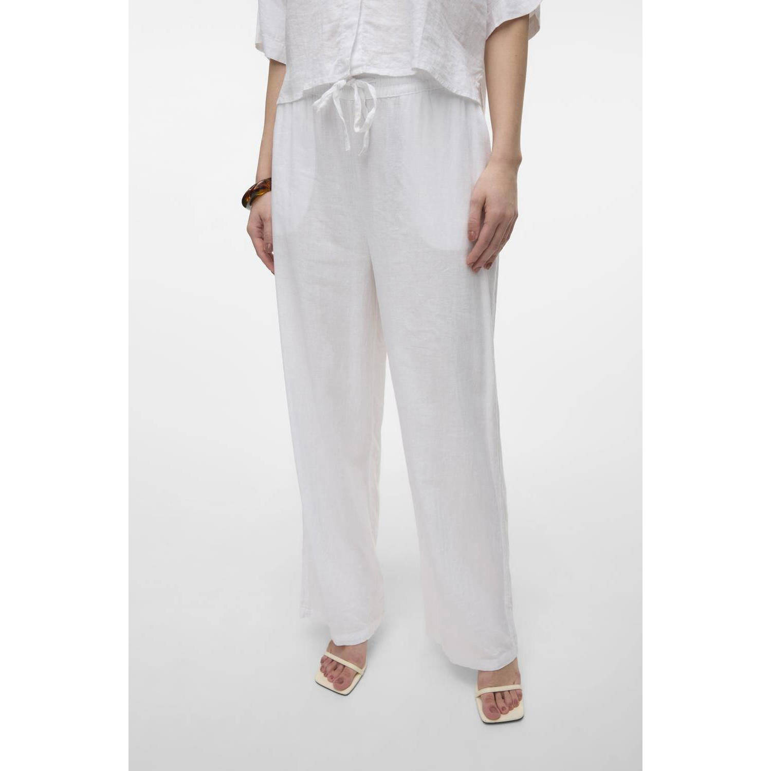 VERO MODA wide leg pantalon VMLINN wit