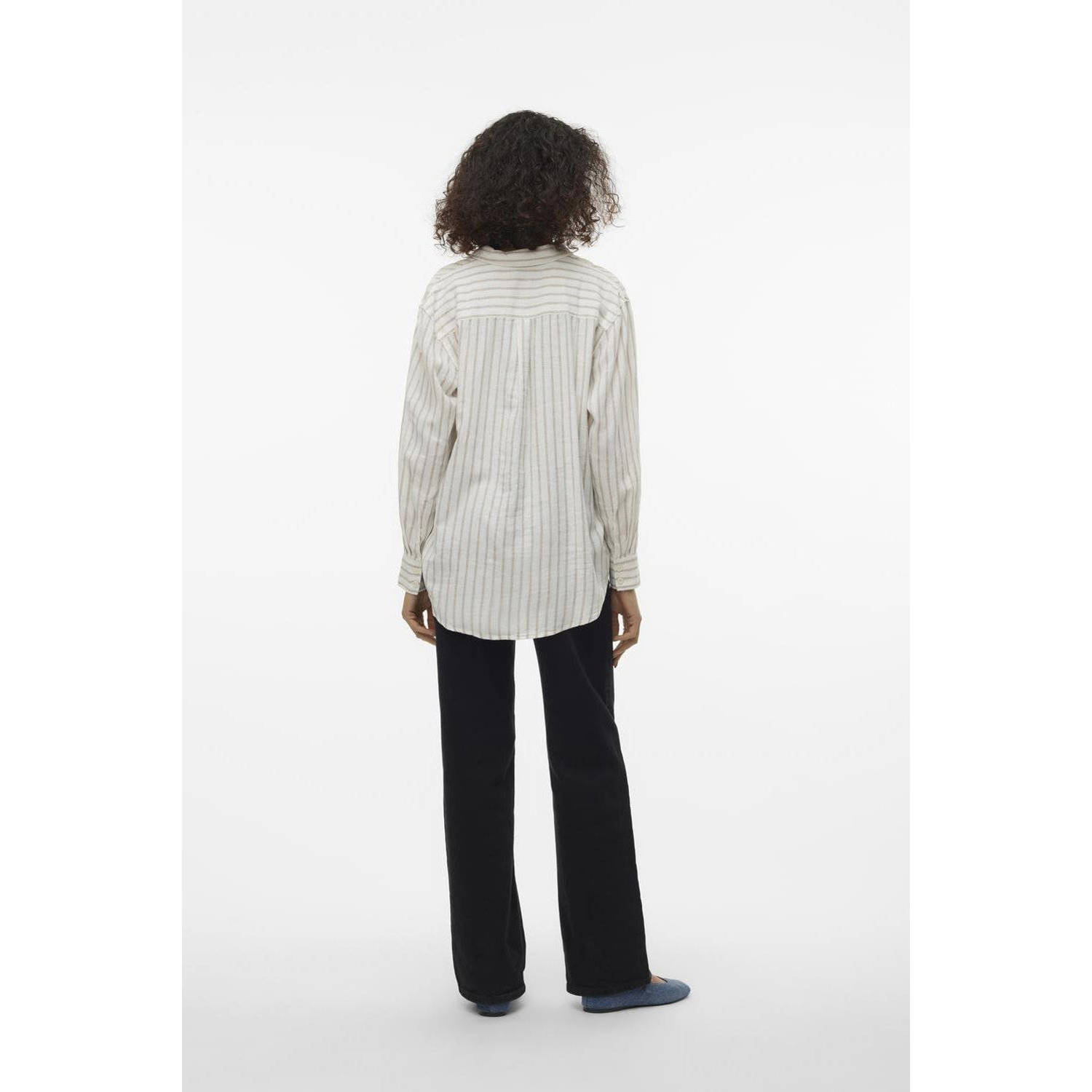 VERO MODA gestreepte blouse VMLINN wit beige