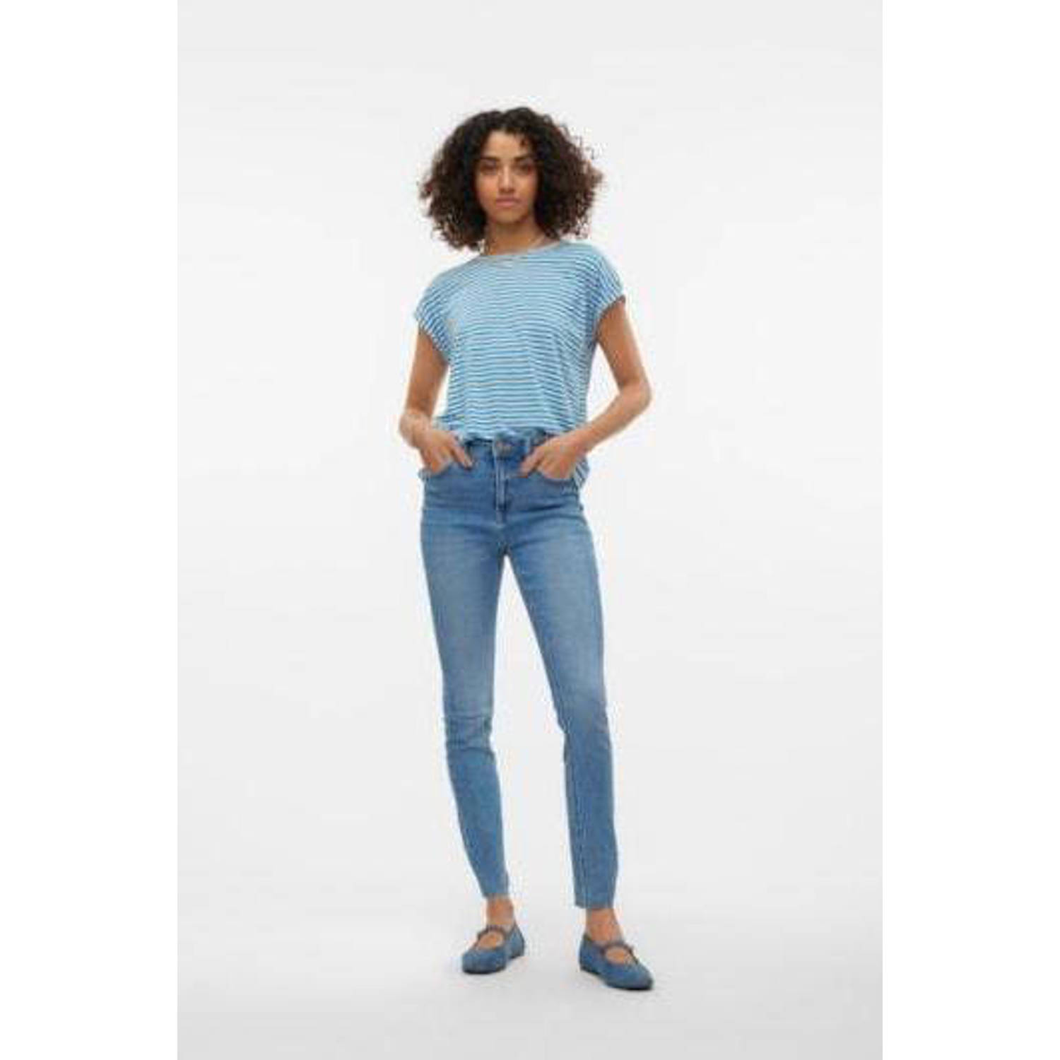 VERO MODA AWARE by gestreepte top VMAVA blauw ecru