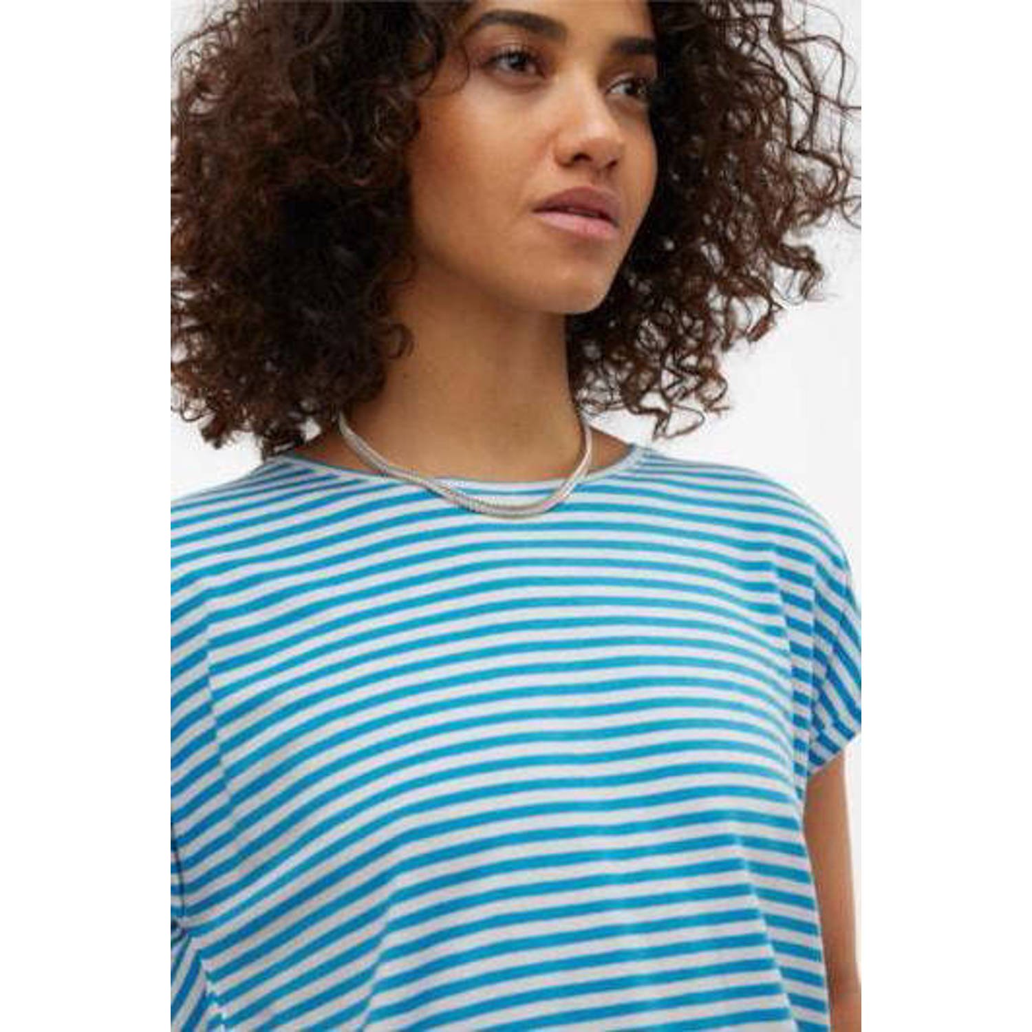 VERO MODA AWARE by gestreepte top VMAVA blauw ecru