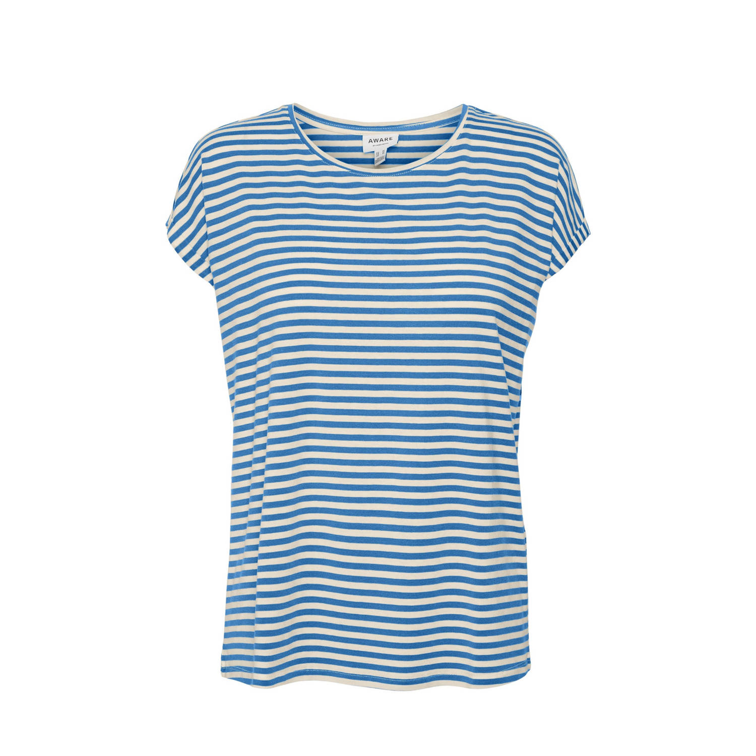 Vero Moda Shirt met ronde hals VMAVA PLAIN SS TOP STRIPE GA JRS NOOS