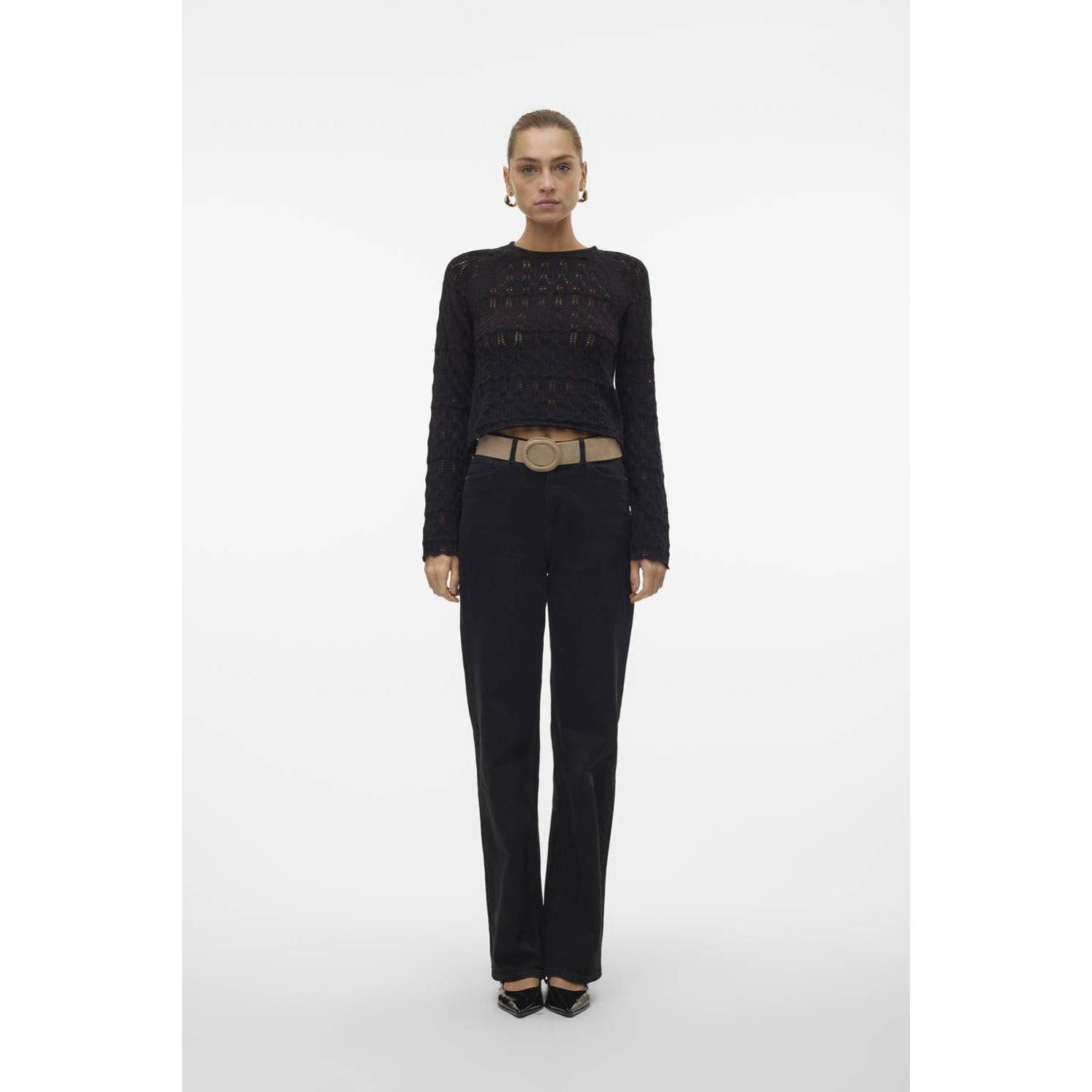 VERO MODA crochet top VMNEWFABIENNE zwart