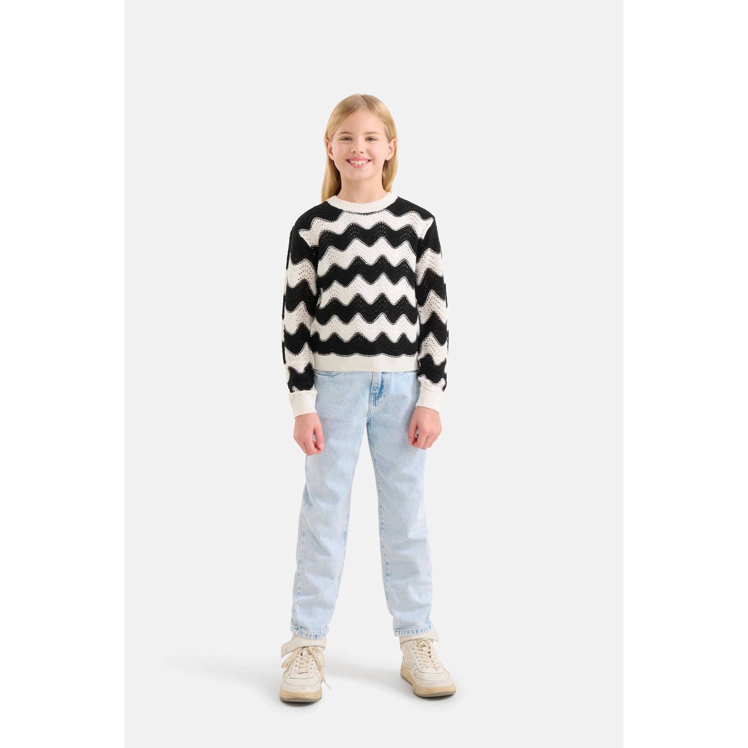 Shoeby high waist mom jeans bleached Blauw Meisjes Denim Effen 116