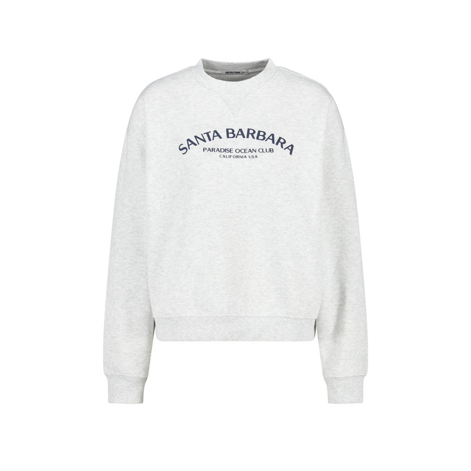 America Today sweater met tekst lichtgrijs