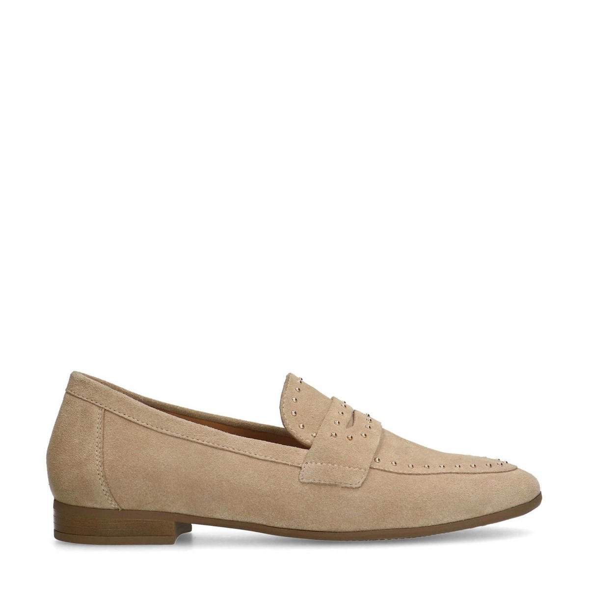 Manfield suède loafers met studs beige wehkamp