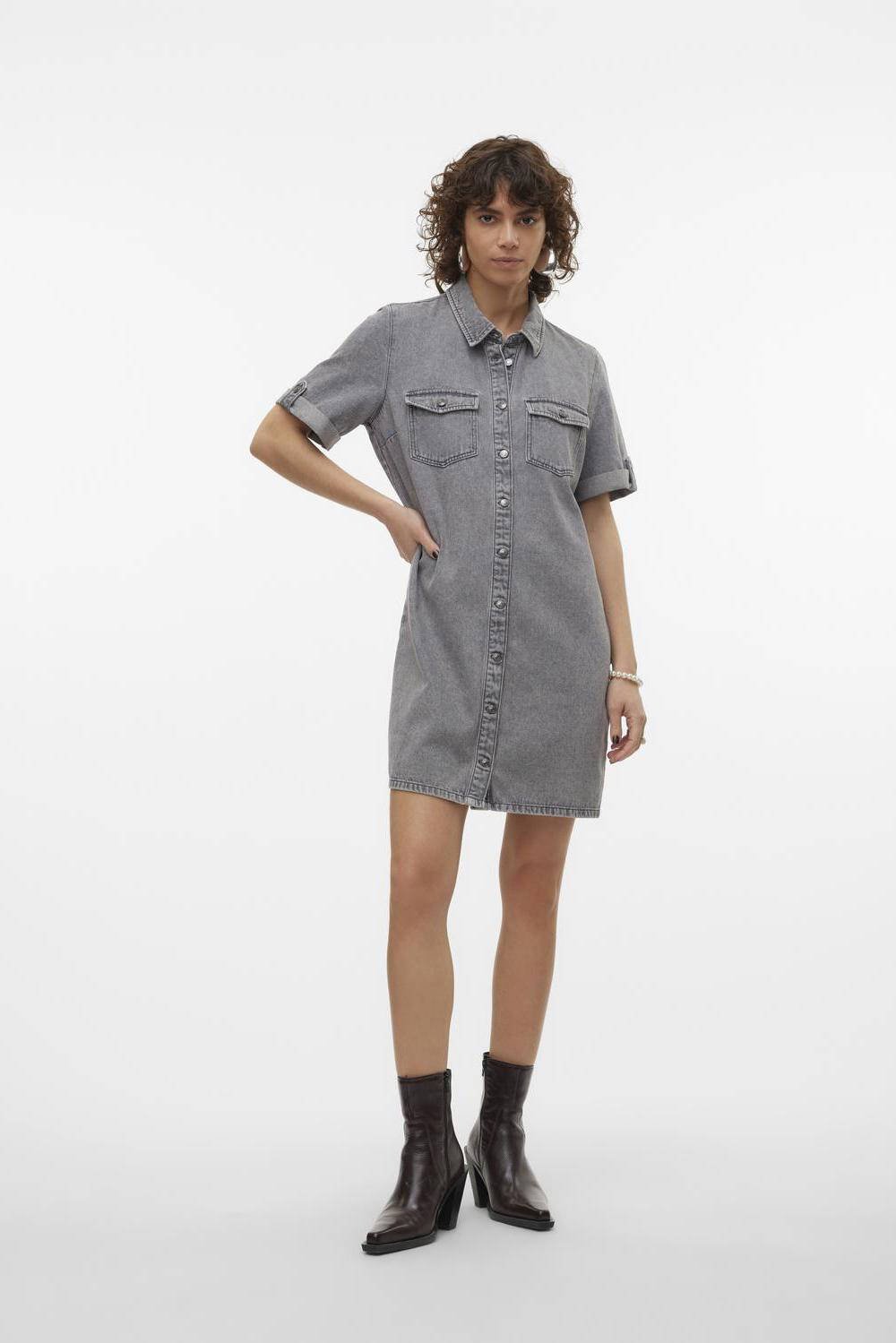 VERO MODA spijkerjurk VMJENNIE medium grey denim wehkamp