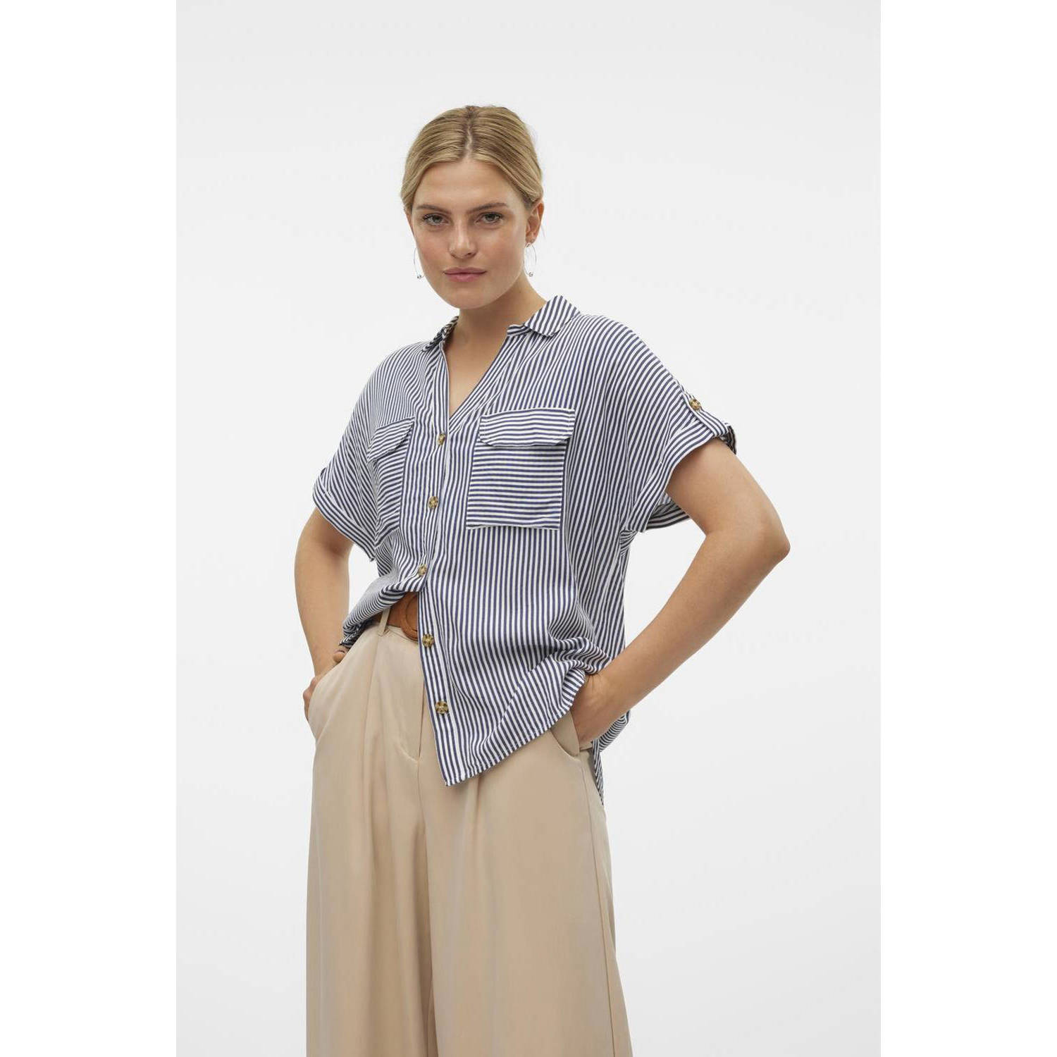 Vero Moda Regular fit overhemdblouse van pure viscose model 'BUMPY'