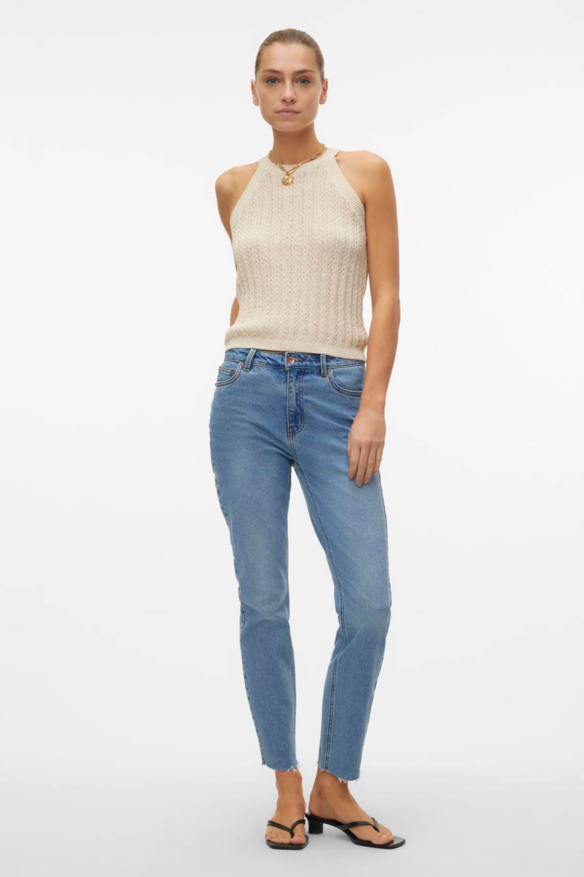 VERO MODA gebreide top VMJULLE creme wehkamp