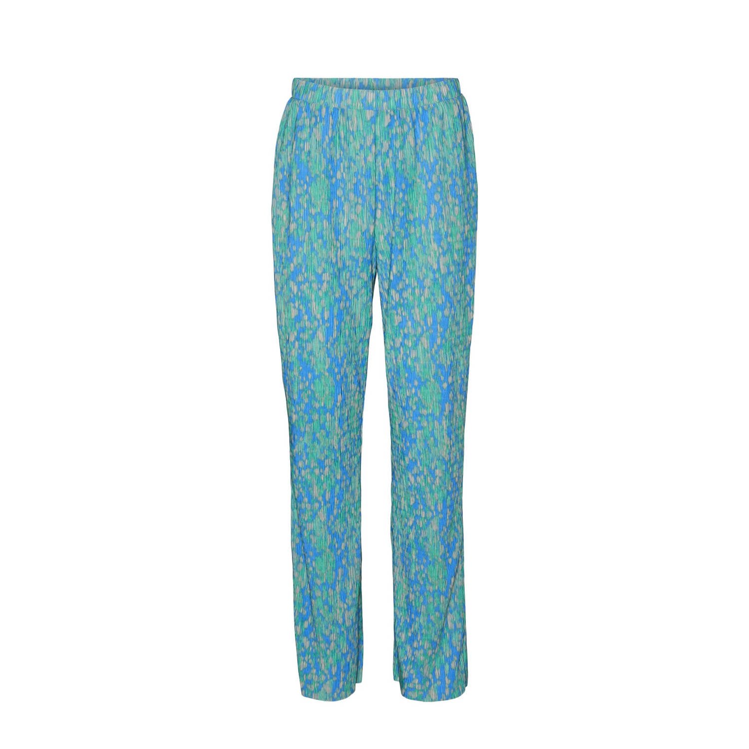 VERO MODA high waist relaxed broek VMCARY met all over print turquoise