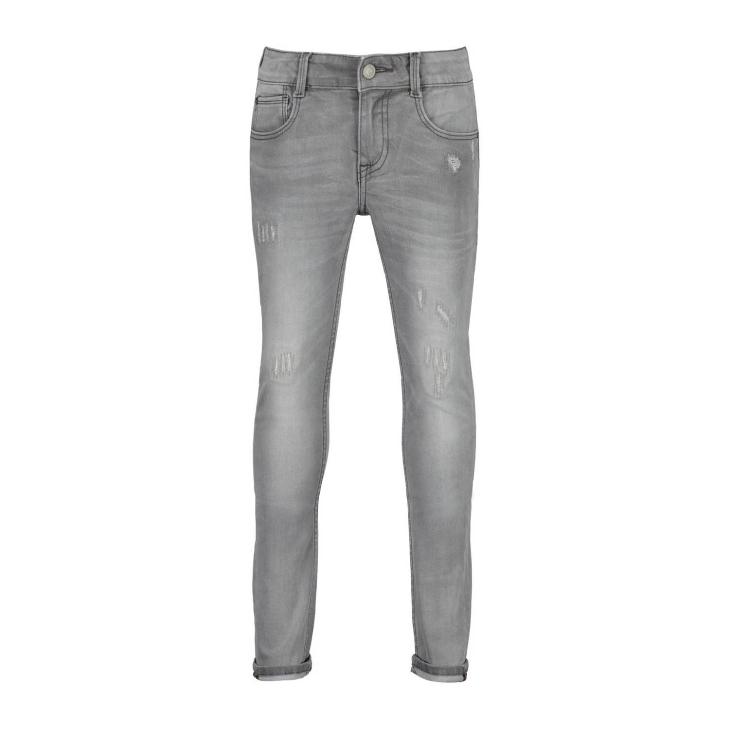 Raizzed skinny jeans Tokyo Crafted met slijtage mid grey stone Grijs Jongens Stretchdenim 128