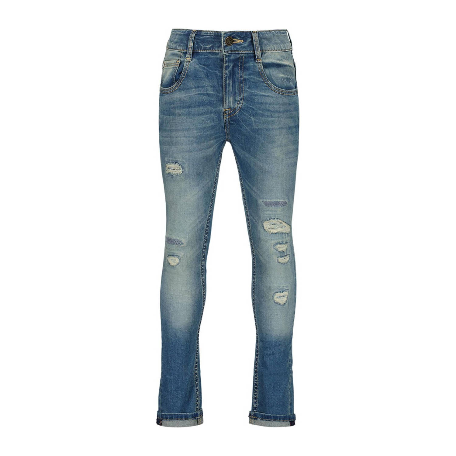 Raizzed skinny jeans Tokyo Crafted met slijtage vintage blue Blauw Jongens Stretchdenim 134
