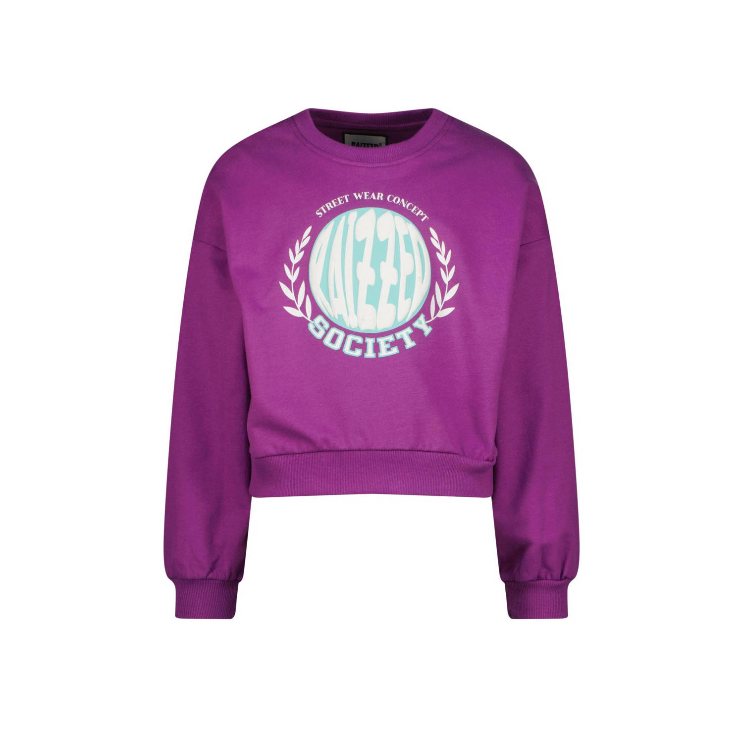 Raizzed sweater Marie met printopdruk paars Printopdruk 128