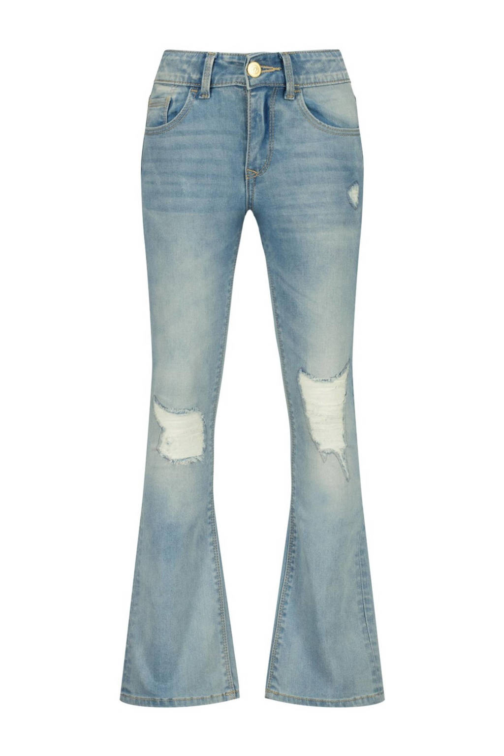 flared jeans Melbourne Crafted met slijtage light blue stone