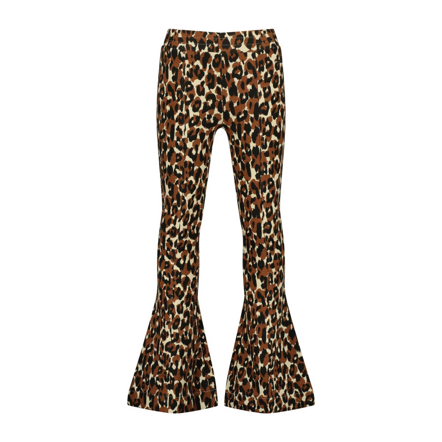 Raizzed flared broek Tine met all over print beige bruin Meisjes Stretchkatoen 140