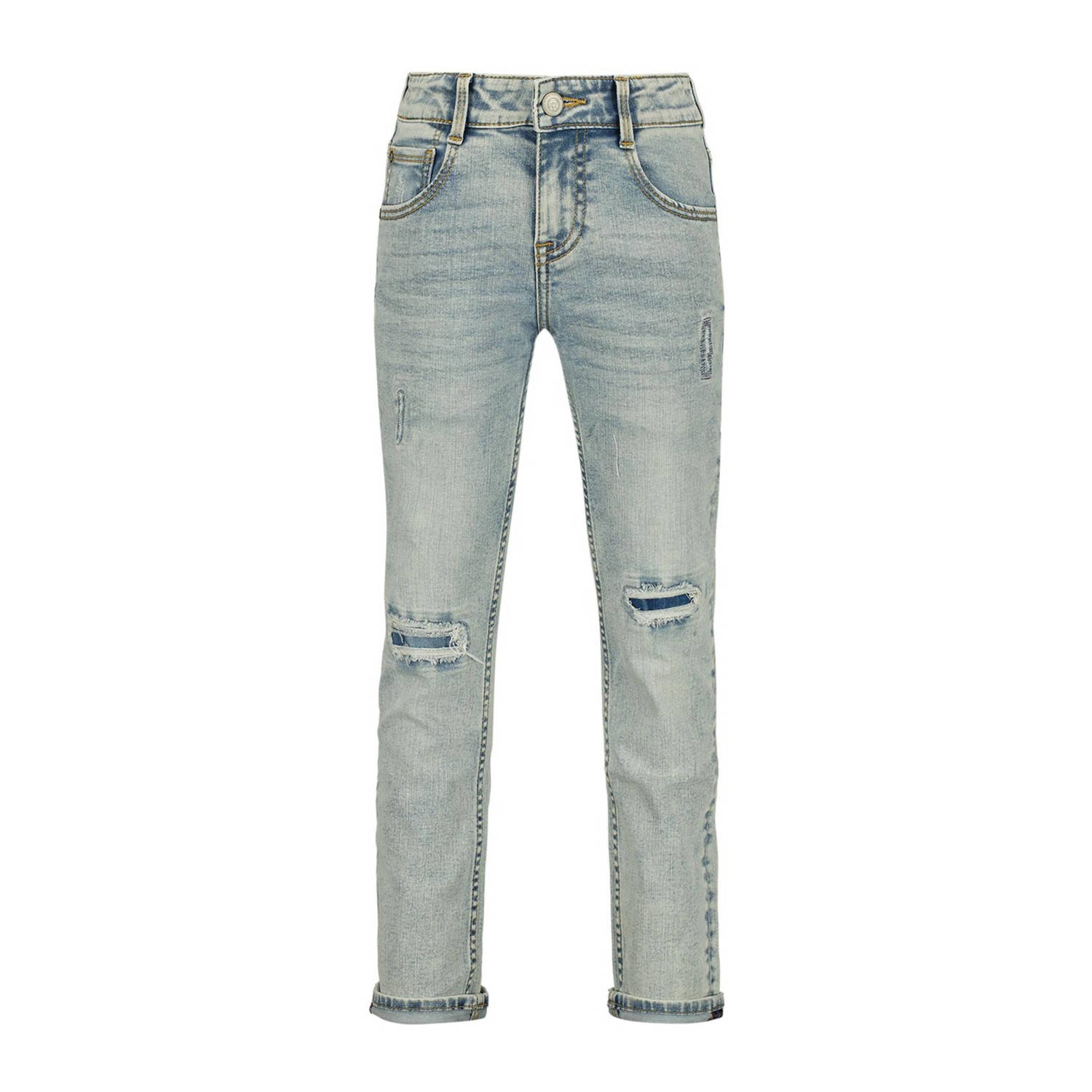 Raizzed straight fit jeans Berlin Crafted met slijtage light blue stone