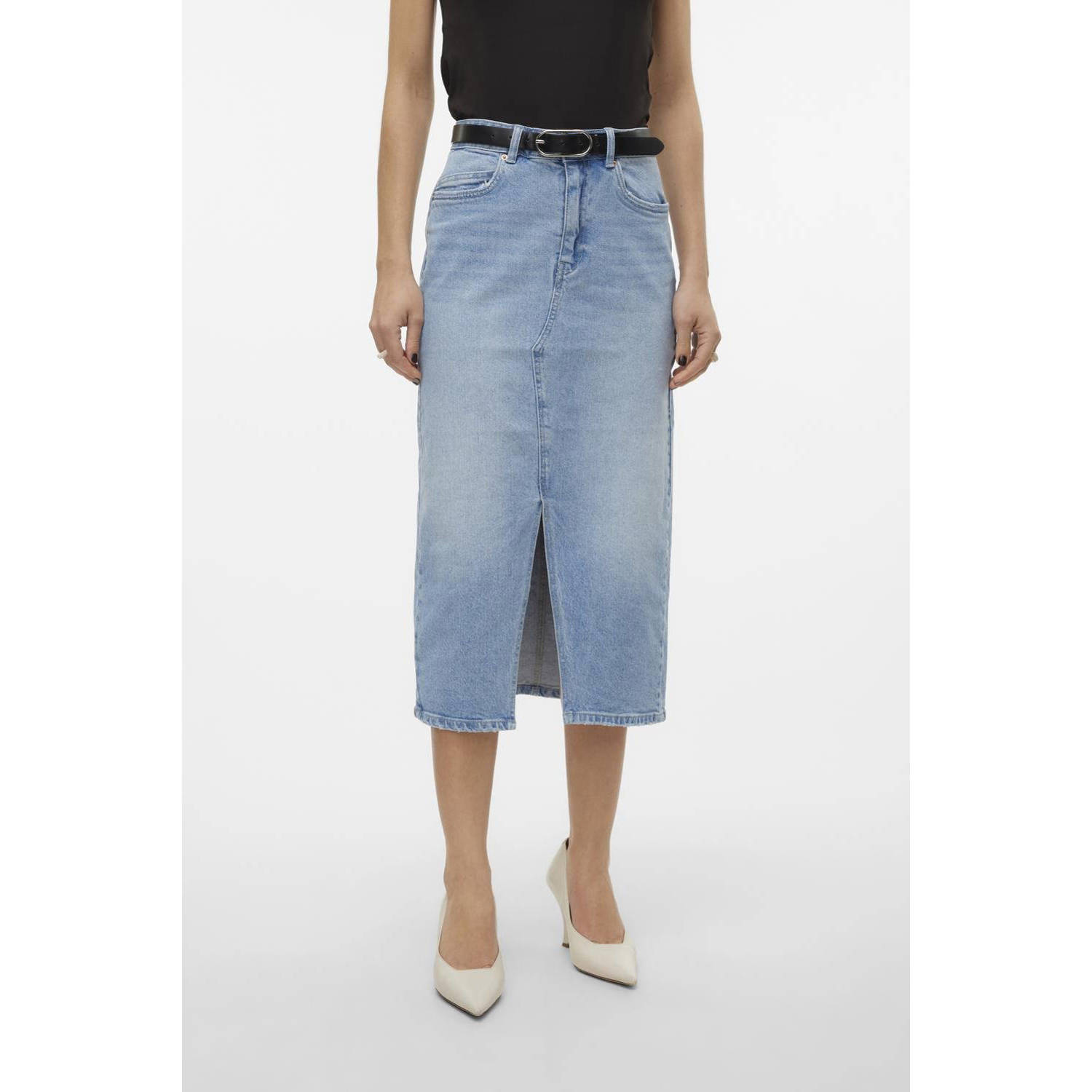 Vero Moda Lichtblauwe Denim Rok met Voorsplit Blue Dames