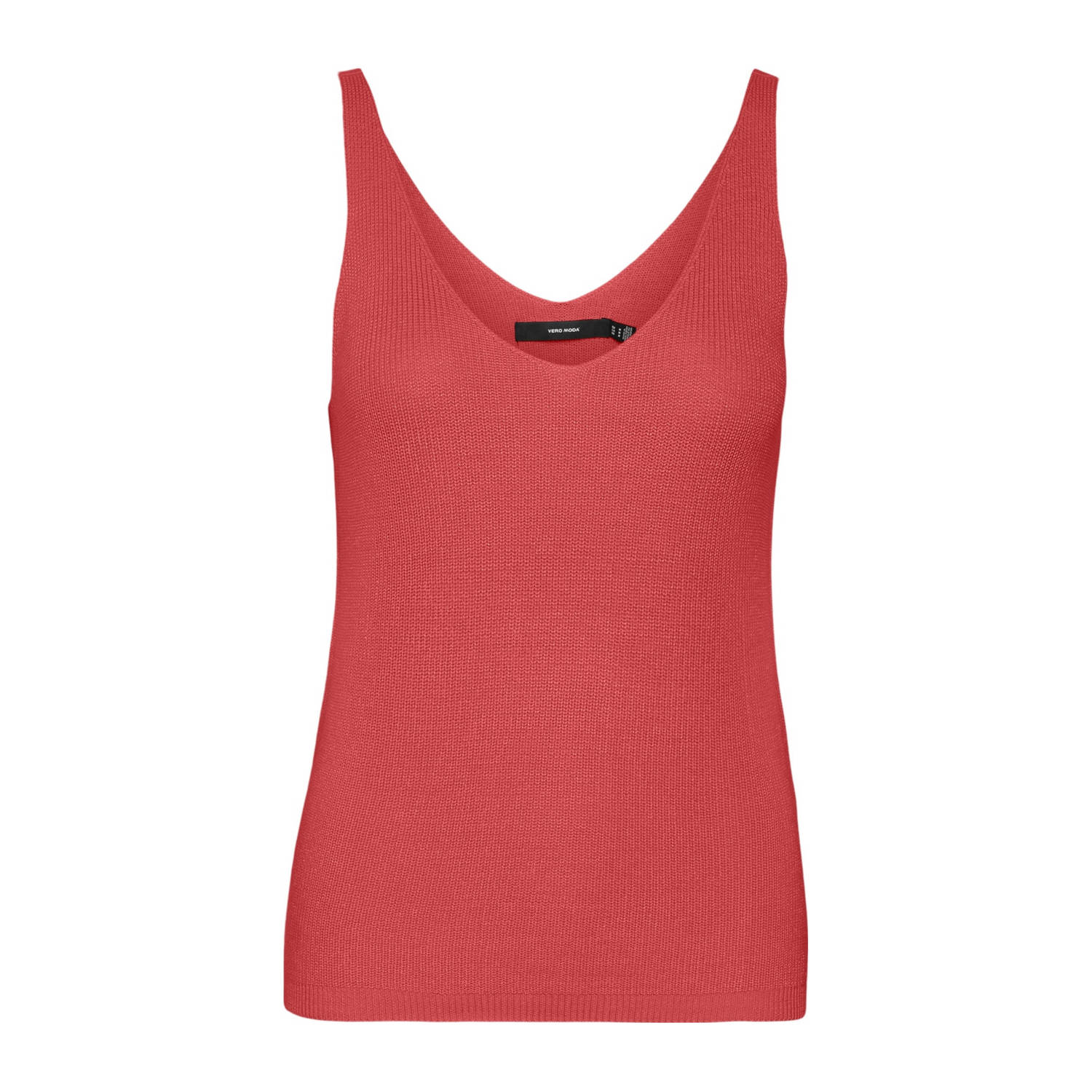 VERO MODA fijngebreide top VMNEWLEX koraalrood