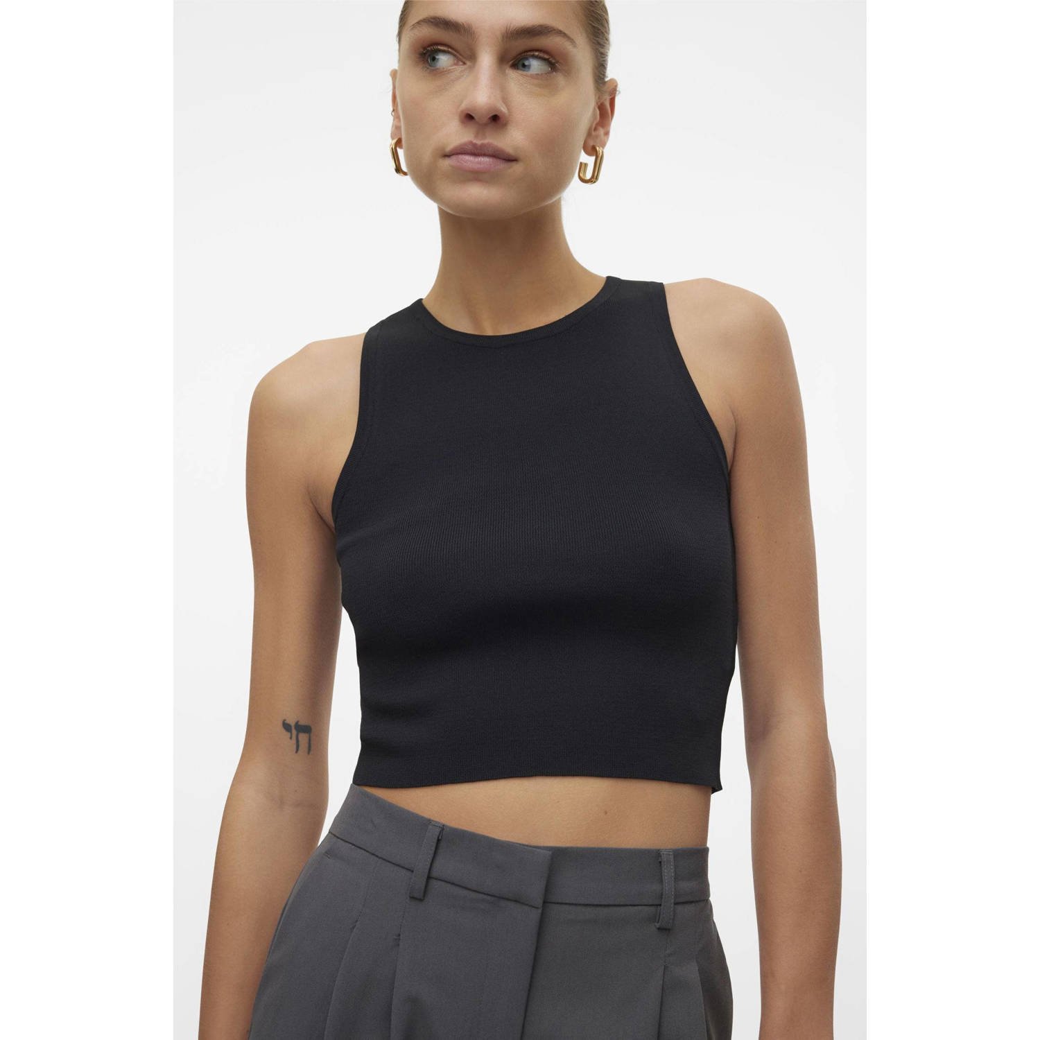 VERO MODA gebreide top VMGINNY zwart