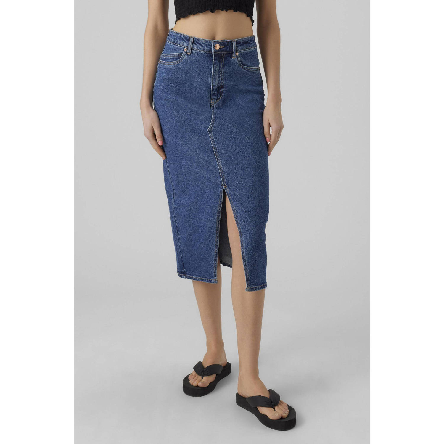 Vero Moda Maxirok VMVERI HR CALF DENIM SKIRT GA NOOS